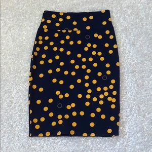 LulaRoe Navy/Gold Cassie Skirt - S